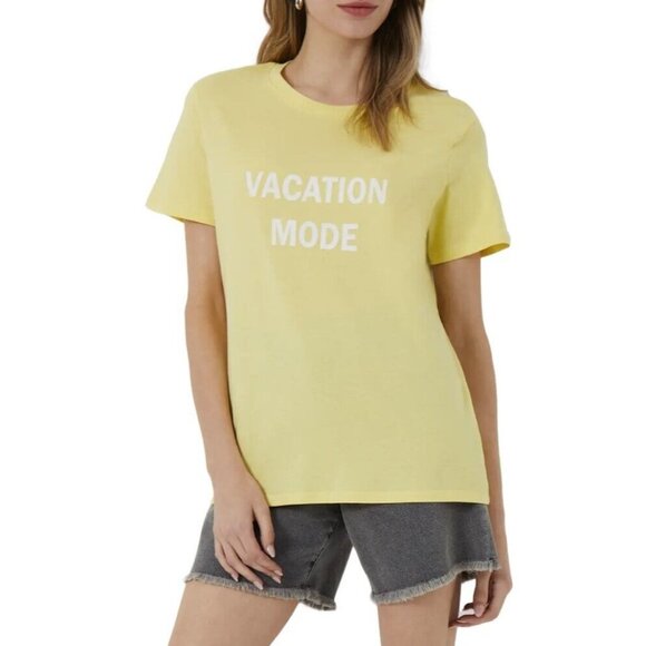 French Connection Vacation Mode Graphic Tee Sunshine / White ( L ) - Picture 1 of 3